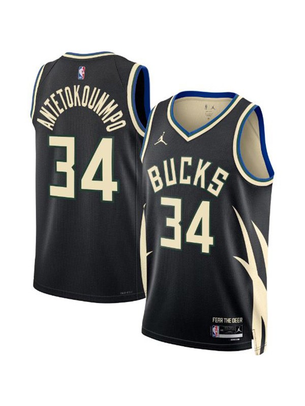 Milwaukee Bucks Jordan Statement edition swingman jersey black 34# Giannis Antetokounmpo uniform men's basketball kit limited shirt 2022-2023